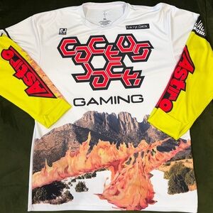 Cactus Jack Gaming Jersey Travis Scott CJ Logo Flames Desert Graphic Size XL